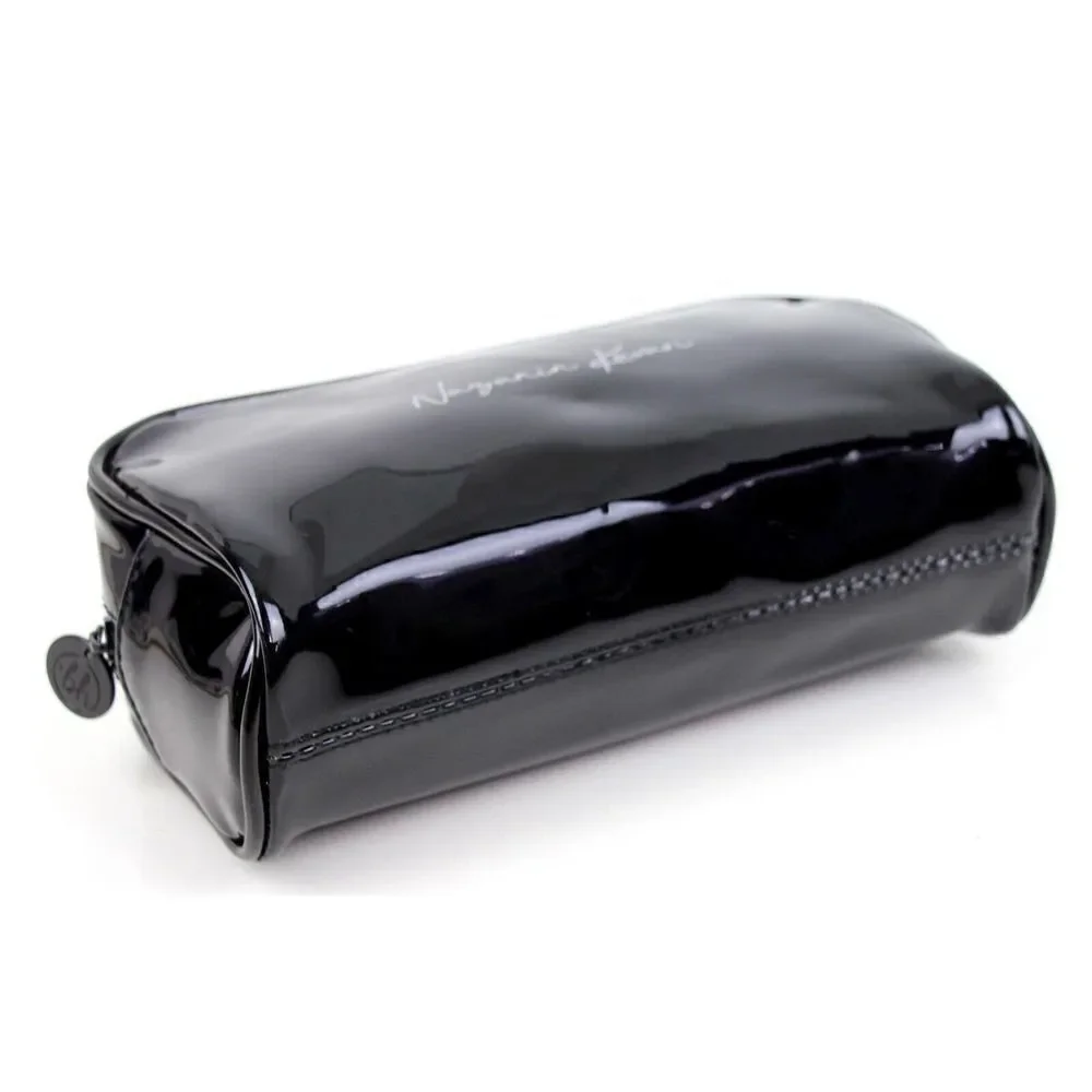NAZANIN KAVARI BLACK PVC MAKEUP ZIP CASE BRUSH HOLDER COSMETIC BAG PURSE